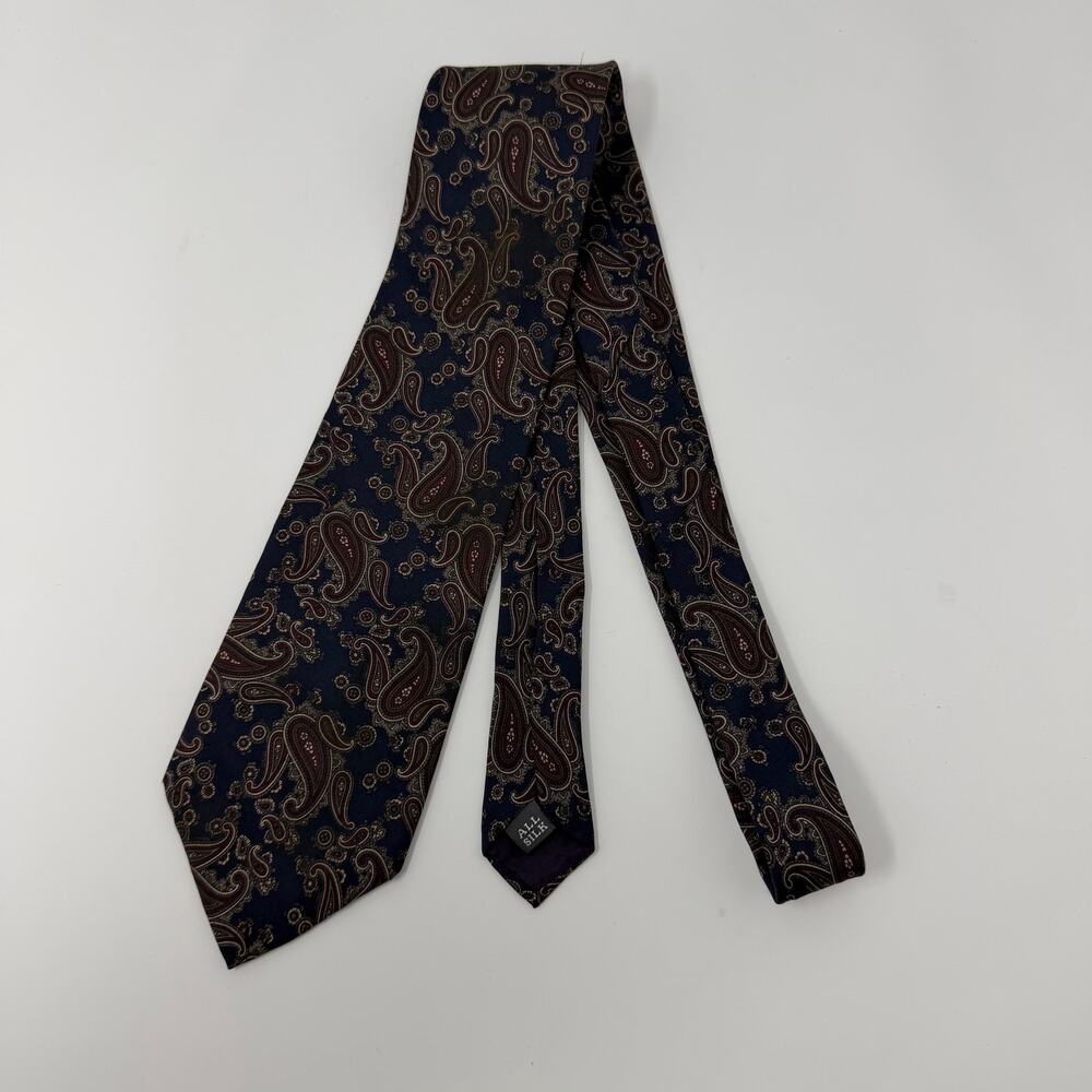 Duck Head Paisley Silk Tie Navy Burgundy Made in USA